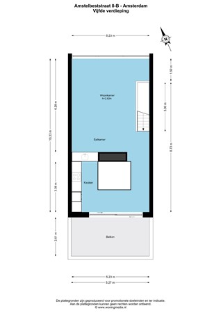 Floorplan - Amstelbeststraat 8B, 1096 GD Amsterdam